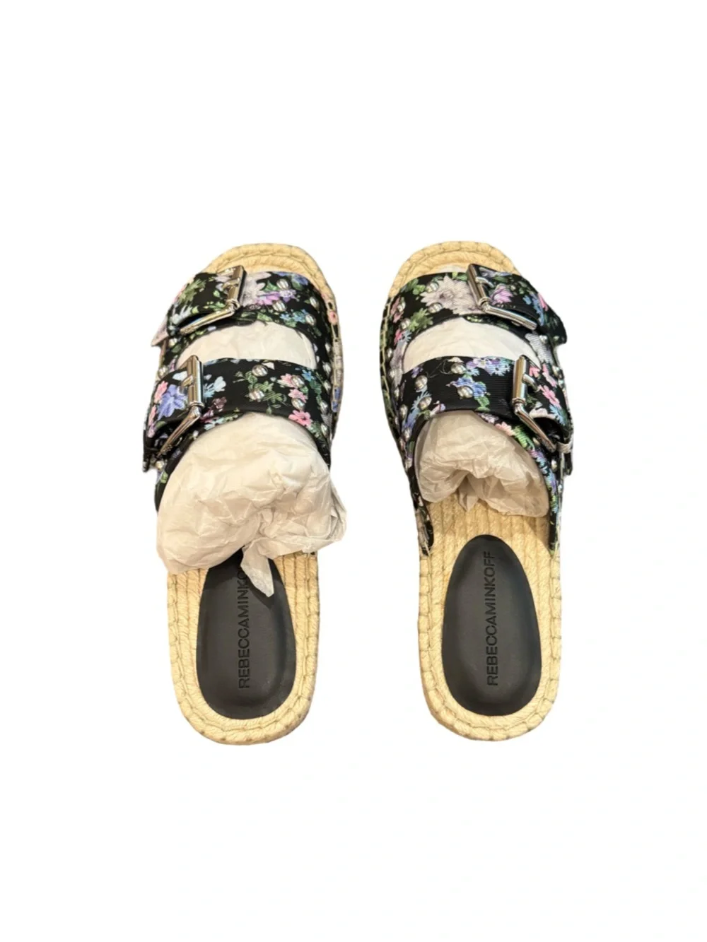 Rebecca Minkoff Jodi Espadrille Sandal Black Flower Print Size 7.5 NEW with Box